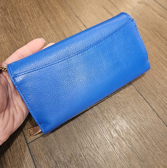 Tory Burch 💙 Britten Duo Envelope Long Continental Snap Closure Leather Wallet - Picture 3 of 16